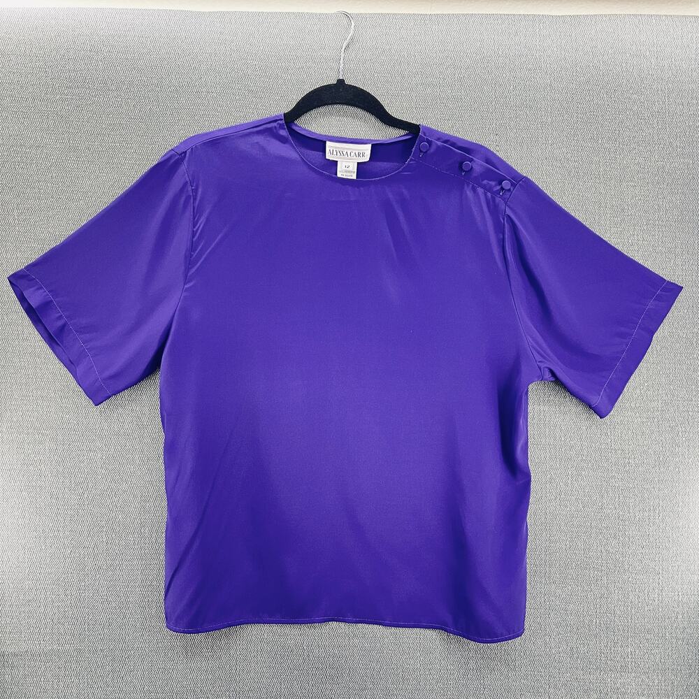 Vintage‎ Alyssa Carr Womens Vibrant Purple Loose Fit Blouse Top Size 12